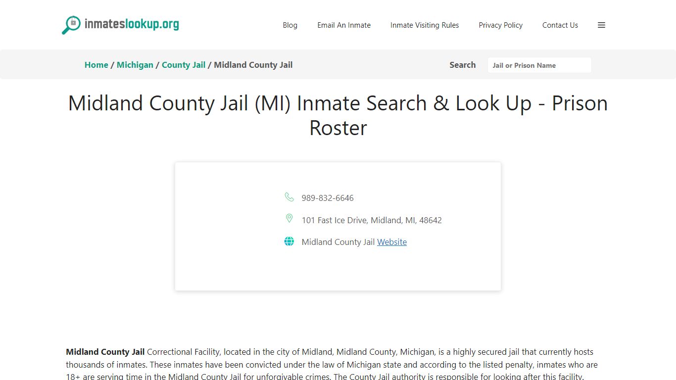 Midland County Jail (MI) Inmate Search & Look Up - Prison Roster